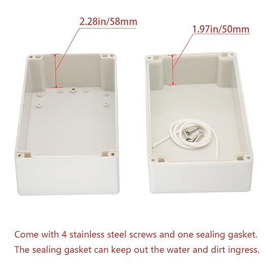 Project Box IP65 Waterproof Junction Box ABS Plastic Electrical Boxes DIY Electronic Project Case Power Enclosure White 7.87x4.72x4.45 inch (200 x 120 x113 mm)