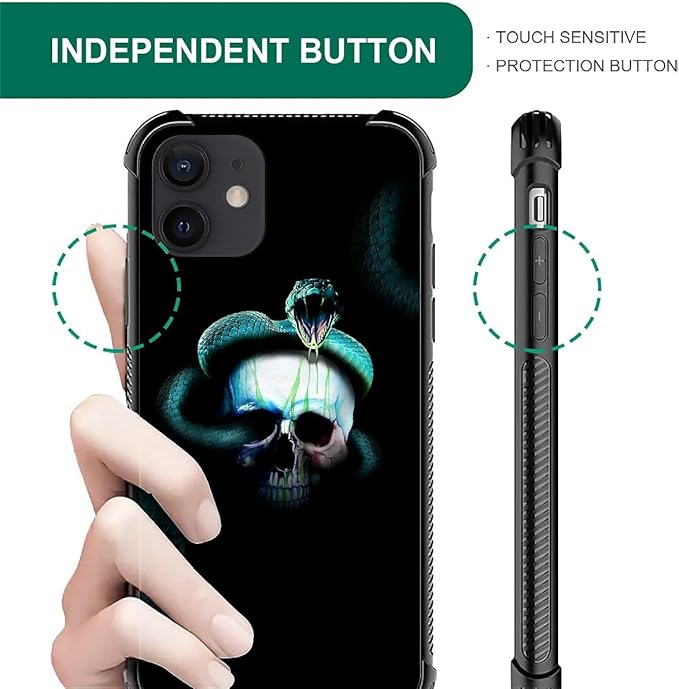 for iPhone 11 Case, Skeleton Winding Snake Pattern Graphic Design Girl Boy Soft Silicone Hard Acrylic Shock Protection for iPhone 11