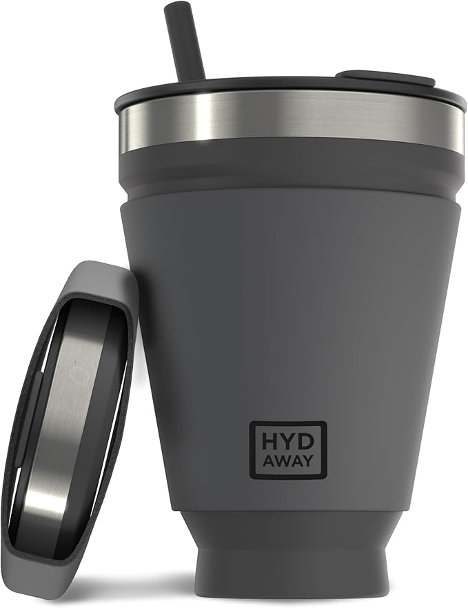 HYDAWAY 16oz Collapsible cup - Insulated Drink Tumbler - BPA-Free Silicone Cup with Lid, Perfect for Coffee, Travel, and Everyday Use