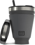 HYDAWAY 16oz Collapsible cup - Insulated Drink Tumbler - BPA-Free Silicone Cup with Lid, Perfect for Coffee, Travel, and Everyday Use