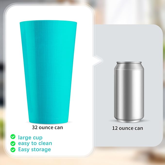 Plastic Tumblers 35-ounce Large Cups Reusable Drinking Glasses set of 12-Multicolor Unbreakable Drinkware, BPA-free, Microwave Safe