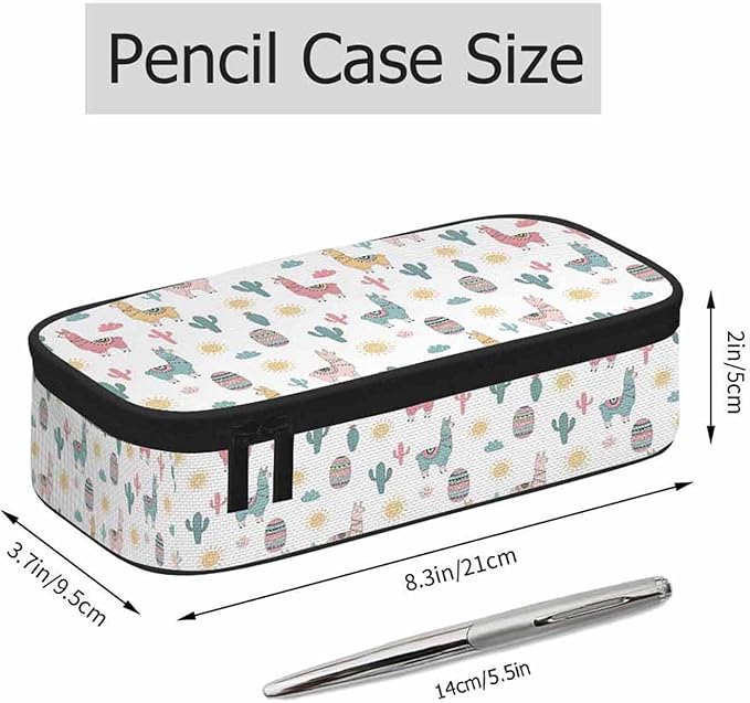 Llama Camels Pencil Case Cactus Alpacas Cacti Plants Animal Pencil Bag Pen Markers Pouch Holder Organizer for Boy Girl School Students
