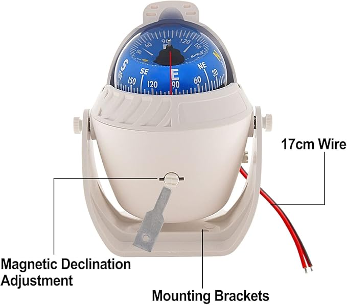 Marine Compass for Boat LED Light Navigation Pivoting Electronic Automotive High Precision Compass for Sailing Boat Car Truck