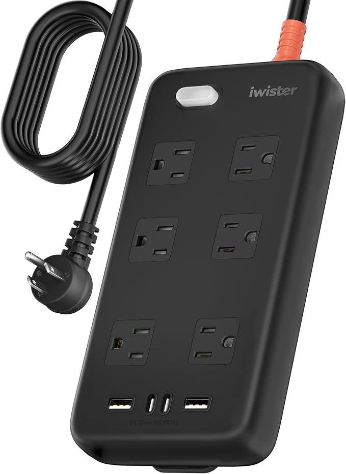 Outdoor Power Strip Waterproof IPX6, 1625W/13A, 15 Ft Extension Cord, 6 Wide Outlets & 4 USB Ports with Anti-Electric Shock, Wall Mountable for Yard, Workshop, Garage, RV