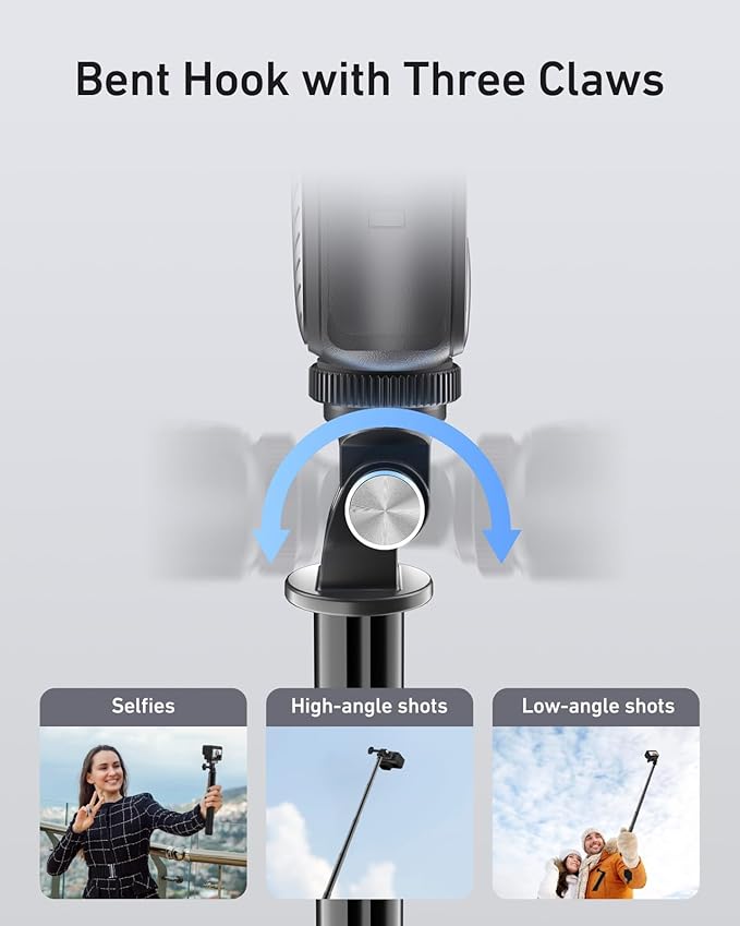 TELESIN 60" Selfie Stick for GoPro, Portable Extended Vlog Invisible Pole for GoPro Hero 13 12 11 DJI Action 6 5 4 Osmo Nano/360 Insta360 Xtra Muse Handheld Monopod for Travel, Action Camera Accessory