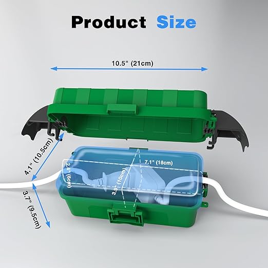 FLEMOON IP55 Outdoor Electrical Box Waterproof with Detachable Awning Covers, 8.3 x 4.1 x 3.7 inch Weatherproof Extension Cord Cover, Easy Installation for Outdoor Plug, Outlet, String Lights, Green
