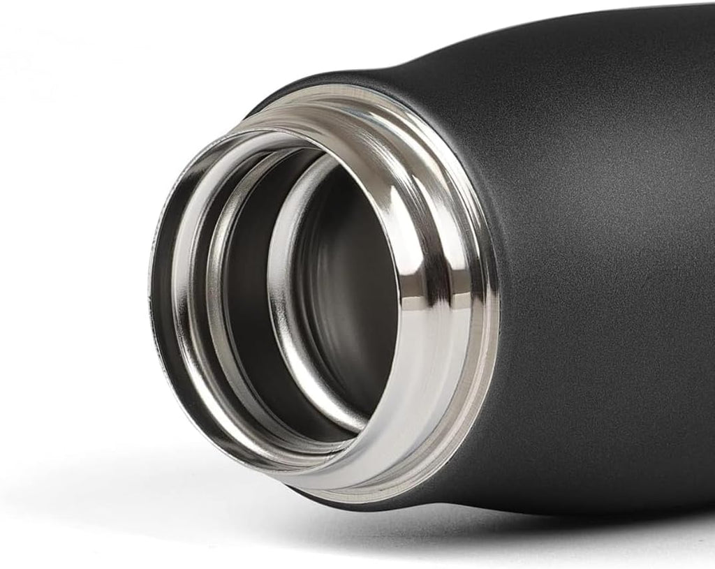 Dusgut Water Bottle with Portable Lid Metal Thermos Vacuum Insulated Stainless Steel | Reusable Leak Proof BPA-Free Flask | 17oz, Black