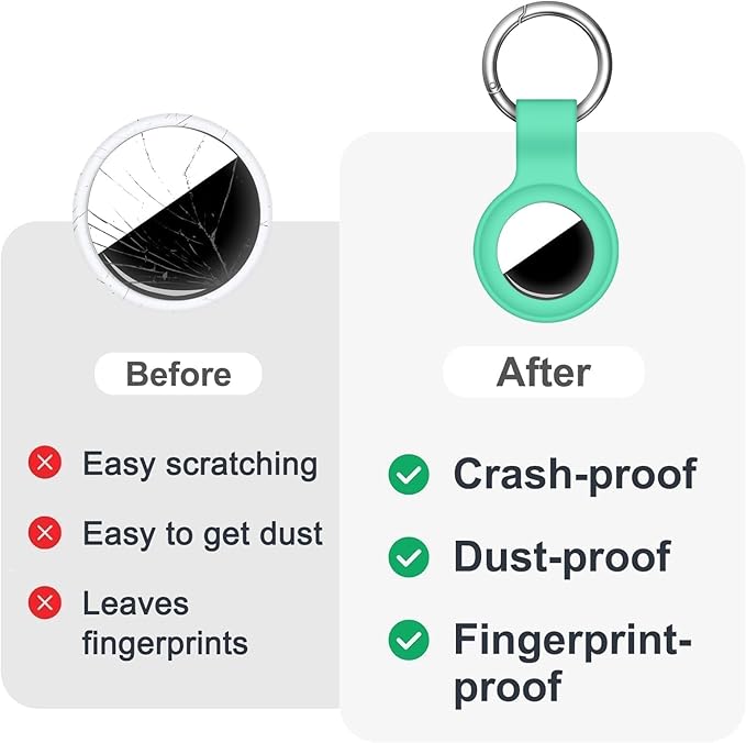 Linsaner Case for AirTag 2nd Gen (2026) & 1st Gen, Silicone Holder Keychain Key Ring, Protective Cover for Apple for Air Tags, GPS Finder Accessories for Bags, Pets, Kids, Luggage, Mint Green