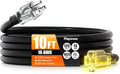 10 FT Outdoor Extension Cord Waterproof, 16/3 Gauge Heavy Duty 3 Prong Power Cord with Lighted Indicator End, 13A 125V 1625W SJTW, ETL Listed, Great for Lawn/Garden/Home(Black)