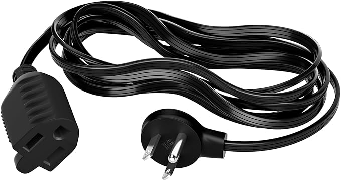 Elecan Flat Plug Extension Cord 15 Ft with Slim Space-Saving Plug Design, Thin Flat Cable Low Profile Power Cord 3 Prong Grounded Wire, 16 Gauge 13 A/125 V-Black-ETL Certified