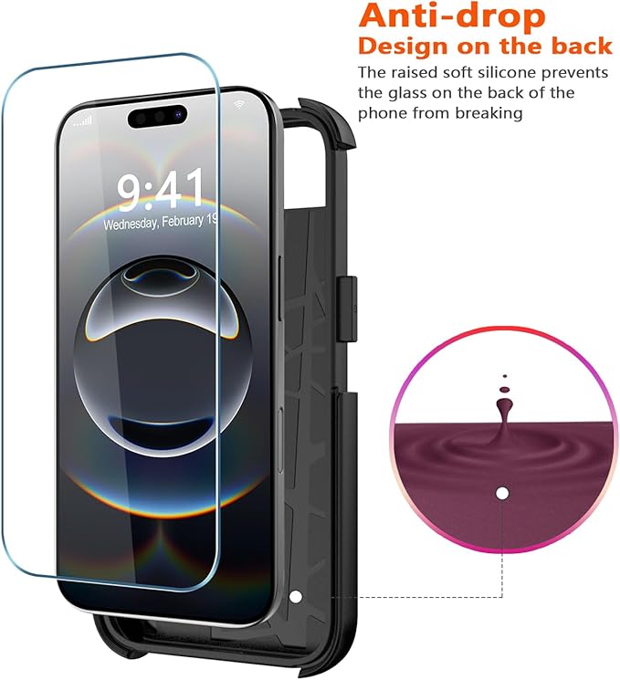 for iPhone 16e Case [Shockproof] [Dropproof] [with Screen Protector ] Heavy Duty Protection Phone Case Cover - Black