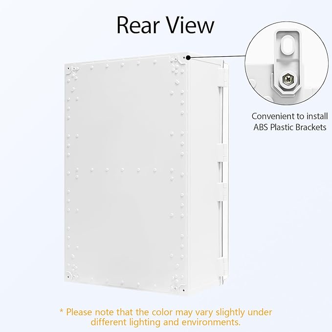 Electrical Box, IP65 Waterproof Dustproof ABS Plastic Enclosure, Outdoor and Indoor Project Box Hinged Clear Cover with Mounting Plate Wall Brackets,Outer Dimension 23.6"x 15.7" x 8.7", Grey