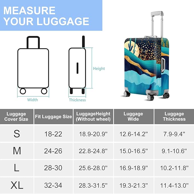 ANNA QUEEN Boho Night Desert Travel Luggage Cover -Stretchable Airplane Suitcase Protector Sleeve,Universal Washable Fit for 32-34 Inch Checked Baggage,Water Resistant Durable Luggage Protector