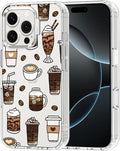 MOSNOVO Case for iPhone 16 Pro, [Buffertech 6.6ft Military-Grade Drop Protection] [Anti Peel Off Tech] Clear TPU Bumper Phone Case Cover Design - Coffee