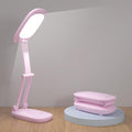 Akejrym LED Desk Lamp for Office Home & Battery Operated Lamp Rechargeable Lamp Foldable & Portable Light, [2-Fold Bracket] 3 Brightness Dimmable Small Desk Lamp Wireless Reading Lamp (Pink)
