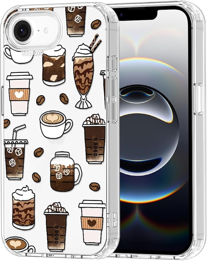 MOSNOVO for iPhone 17e Case/iPhone 16e Case, Shockproof Military-Grade Protection 6.6ft Drop Tested, Clear Phone Case for iPhone 16e / iPhone 17e, Coffee Design