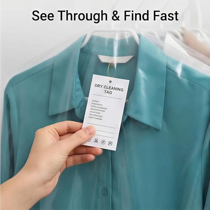 10 Pack Dry Cleaner Bags Plastic Clear, 23.6 x 71In Plastic Garment Bags Hanging Clothing Covers for Home Storage, Clothing Stores, Travel, Moving