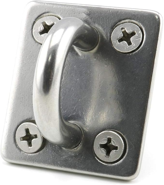 heyous 2 Set M8 Suspension Ceiling Wall Mount U Hook Anchor Hanger Stainless Steel Heavy Duty Multi Purpose Hammock Swing Ceiling Hook Square Base Plate with Snap Hook