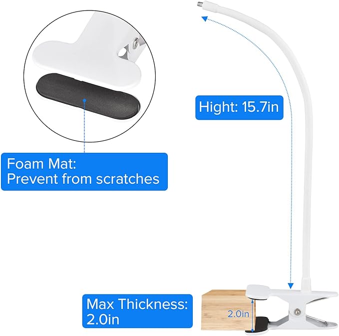 2Pack Clamp Mount for Stick Up Cam & Outdoor Cam Plus, Flexible Gooseneck Mounting Bracket to Attach Your Camera Anywhere with No Tools - White
