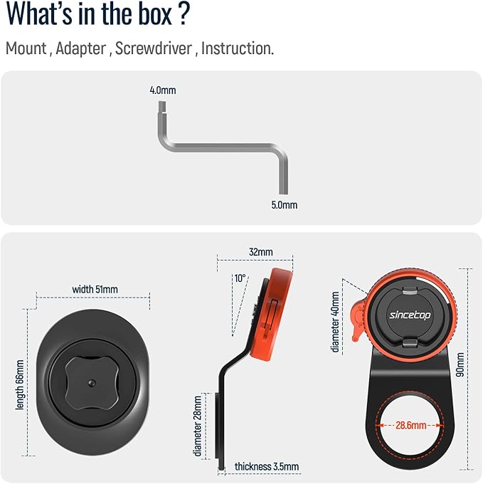 Bike Phone Mount,Mountain Bicycle Stem Cell Phone Holder,Universal Aluminum Handlebar Phone Clamp,MTB / Road E-Bike Cycling Mobile Phone Clip,Quick Release Attach/Detach-Orange【Series C-1st Gen】