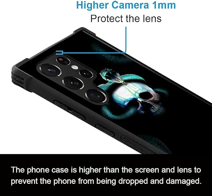 for Samsung Galaxy S22 Ultra Case, Skeleton Winding Snake Pattern Graphic Design Girl Boy Soft Silicone Hard Acrylic Shock Protection for Samsung Galaxy S22 Ultra