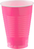 Bright Pink Plastic Cups (Pack of 20) - 12 oz. - Versatile Drinkware for Indoor & Outdoor Parties, Weddings, Birthdays, Celebrations & More