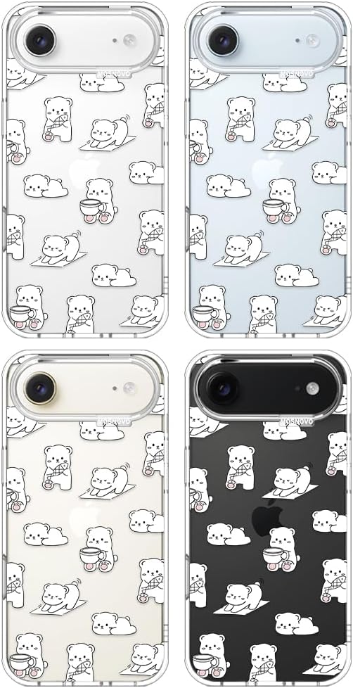 MOSNOVO for iPhone Air Case, Shockproof Military-Grade Protection 6.6ft Drop Tested, Camera Control, Clear Phone Case for iPhone 17 Air, Cozy Bear Days Design