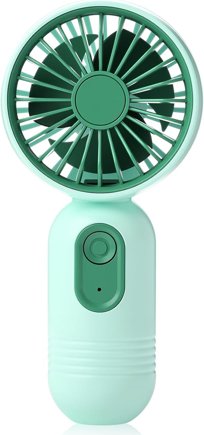 Rossesay 1 Pcs Mini Portable Fan Bulk Cute Handheld Lightweight Small Little Personal Hand Eyelash Fan 3 Speeds USB Rechargeable for Women Men Indoor Outdoor Makeup Travel (Green)