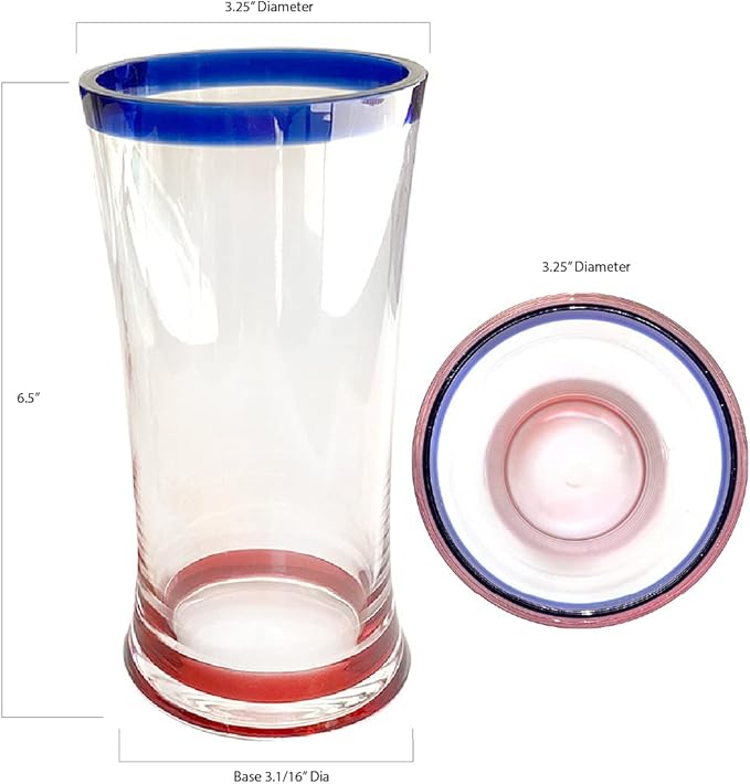 Lily's Home Unbreakable Acrylic Highball Tumblers - Set of 4, 18oz Shatterproof Plastic Cups with Cobalt Blue Rims, Reusable for Water, Juice & Cocktails - Ideal for Indoor & Outdoor Use