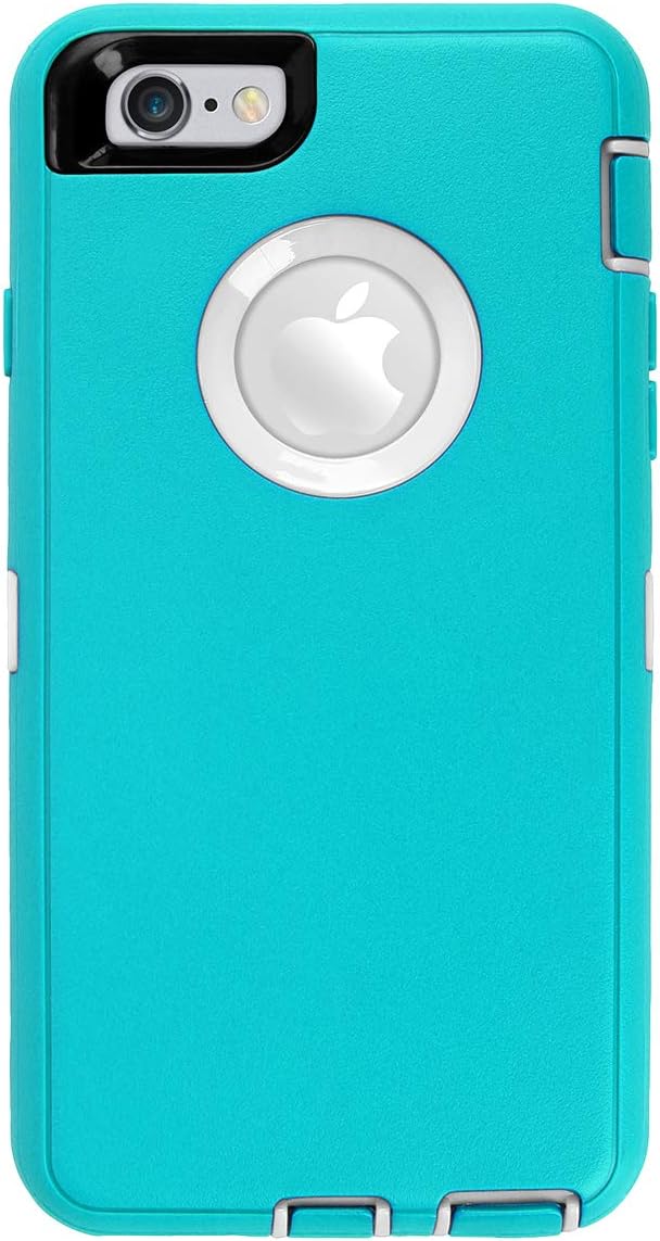 AICase iPhone 6 Case, iPhone 6S Case [Heavy Duty] Built-in Screen Protector Tough 3 in 1 Rugged Shockproof Cover for Apple iPhone 6/6S (Light Blue/White)