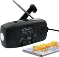 Emergency Hand Crank Radio with LED Flashlight for Emergency, AM/FM NOAA Portable Weather Radio with 2000mAh Phone Charger, USB Charged & Solar Power for Camping, Emergency (Black)