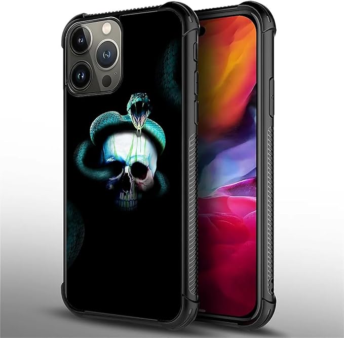 for iPhone 15 Pro Max Case, Skeleton Winding Snake Pattern Graphic Design Girl Boy Soft Silicone Hard Acrylic Shock Protection for iPhone 15 Pro Max