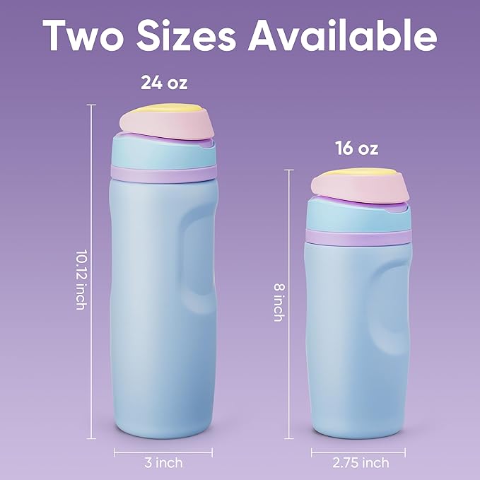 Fijinhom 24 oz Insulated Water Bottle,Stainless Steel Sports Water Bottle with Straw, Double Wall Vacuum Leak Proof, Cold for 24 Hours, BPA Free for Travel, Sport, Outdoor, Light Blue