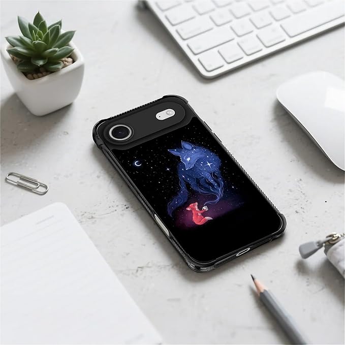 for iPhone 17 Air Case,for MagSafe Graphic Design for Girl Boy Soft Silicone Hard Acrylic Shock Protection Designed for iPhone 17 Air Galaxy Fox Wolf Pattern