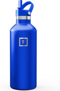 IRON °FLASK Camping & Hiking Hydration Flask with Straw, Narrow Mouth Insulated Stainless Steel Sports Water Bottle - Cobalt 32 oz - Straw (1 Lid)