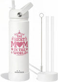 mininoo Mothers Day Gifts for Mom, 24 oz Insulated Stainless Steel Water Bottle with Straw Lid, Fits Cup Holders, Birthday Gifts for Mom