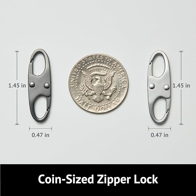 zelin Anti Theft Zipper Clips Double Opening Small Carabiner Clips, 8Pcs Elegant Zinc Alloy Zipper Pull Replacement for Travel, Commuting and Camping (Space Grey)