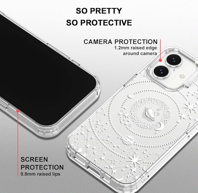 MOSNOVO for iPhone 17 Case | Military Grade 6.6ft Drop Tested | Camera Control | Clear with Galaxy Design