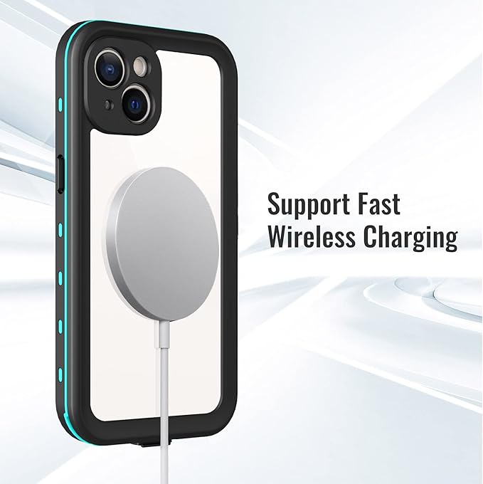 Waterproof Phone Case Compatible with iPhone 13, IP68 Waterproof Shockproof Dust-Proof Phone Case with Built in Screen Protector, Full Body Protective Case (Blue, iPhone 13)