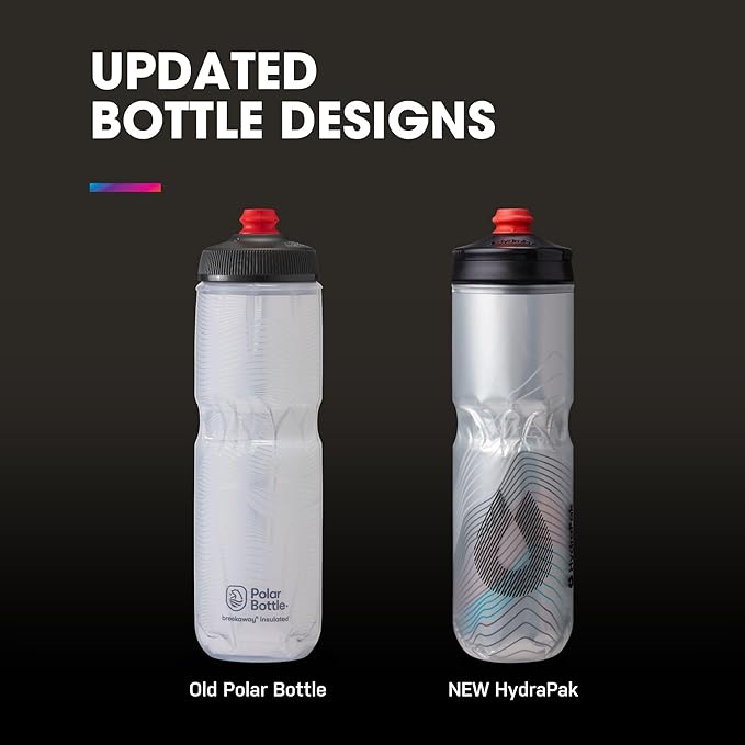HydraPak | Polar Bottle - Polar Surge Insulated Bike Water Bottle 2-Pack - High Flow, Cycling & Sports Squeeze Bottle (Ascent Silver, 700ml / 24oz)