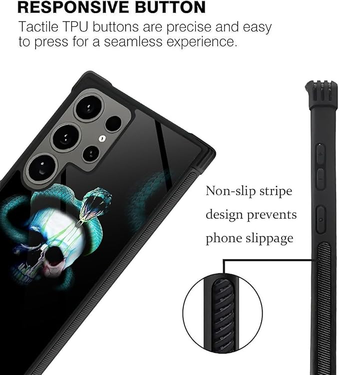 for Samsung Galaxy S24 Ultra Case, Skeleton Winding Snake Pattern Graphic Design Girl Boy Soft Silicone Hard Acrylic Shock Protection for Samsung Galaxy S24 Ultra