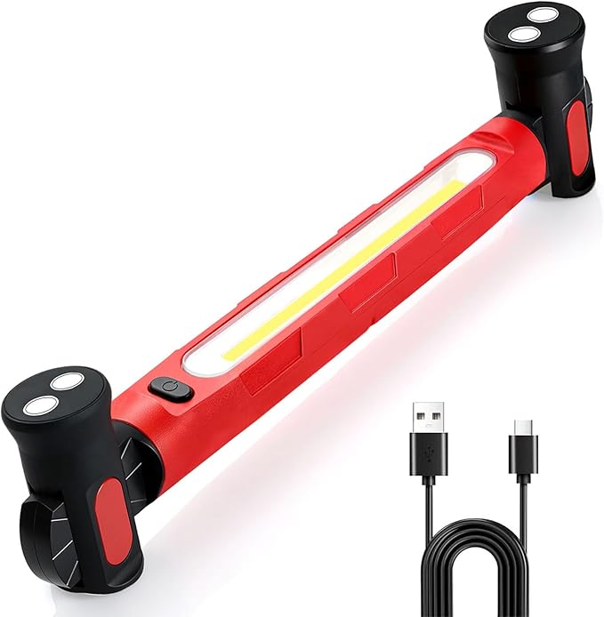 Work Light, 3000LM Ultra Bright LED Magnetic Light Bar, 5200mAh Cordless Rechargeable Work Lights with Hooks, Portable Under Hood Lights Machanic Tools for Car Repairing, Inspection, Garage, Emergency