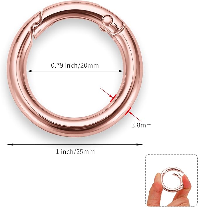 Gkeygo Key Ring Clip, 4/5 Inch Keychain Rings, 8 Pack Round Carabiner Clip for Keys, Buckle, Bags, Purses - Key Chain Hooks Replacement Keychains Lanyard DIY Crafts - Gold, Rose Gold