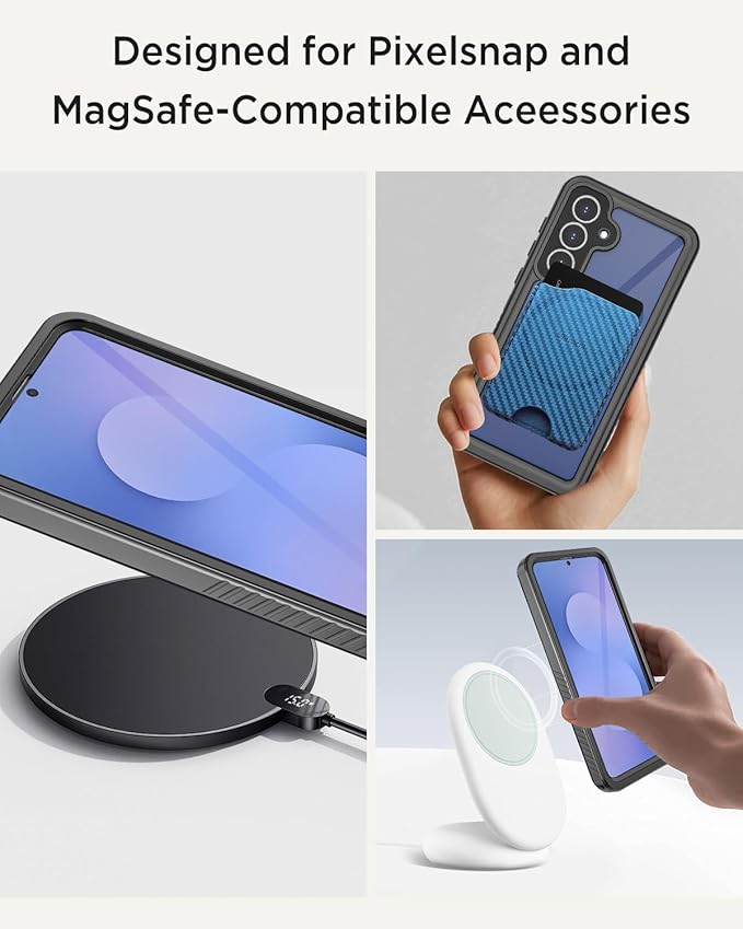Miimall for Samsung Galaxy S25FE Phone Case Waterproof,12FT Military Drop Proof, IP68 Waterproof, 360°Full Body Protection Shockproof Heavy Duty Protective Rugged Magsafe S25 FE Case Screen, Black