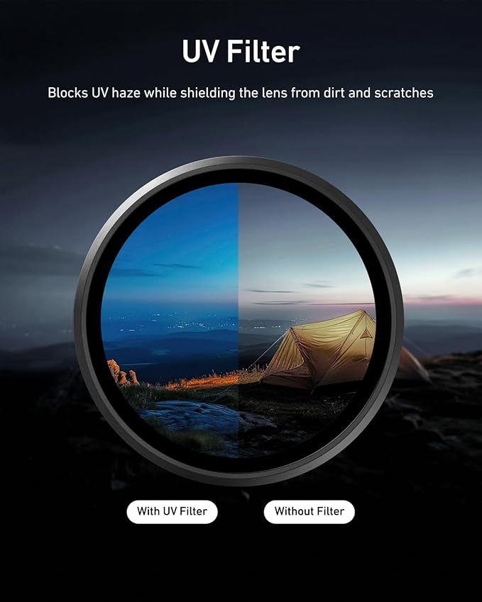 TELESIN Filter Kit for DJI Osmo Action 6 – VND 2–32 Variable ND, CPL UV Lens Filters, Snap-On/HD Optical Glass/Multi-Coated Filters Set, Action 6 Accessories for Travel, Sports & Cinematic Video