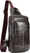 Leather Sling Bag Backpack Daypack Handbag for Men Women Outdoor Travel Camping Fishing Hunting Hiking Crossbody Shoulder Chest Pack Bags