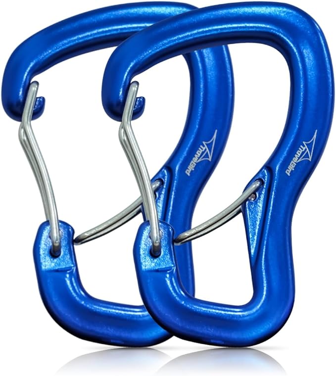 Heavy Duty Carabiner Clip Hook 8KN (1763 lbs), 2 PCS Ultra-Light Aluminum Caribeaners with Double Door D Ring Shape, for Hammock, Camping, Hiking, Backpacking, Dog Leash, Keychain Clip