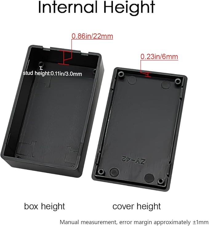 LeMotech 5 Pieces Plastic Project Boxes Junction Case for Electronic Project, Black 3.1 x 2.0 x 1.0 inch (80 x 50x 26 mm)