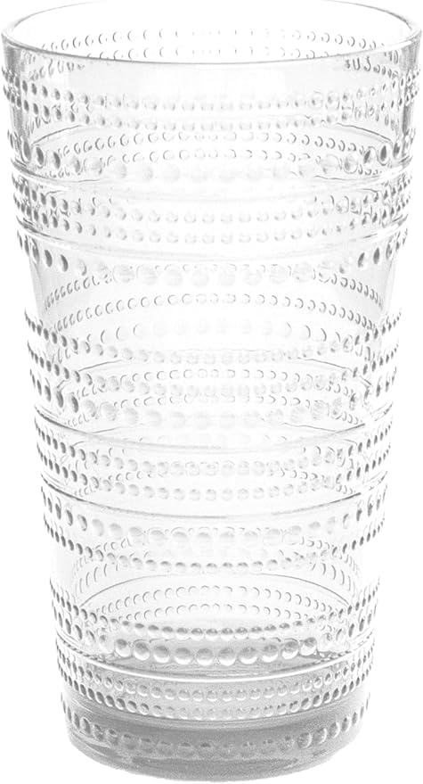 Beaded 16 oz Durable Acrylic Jumbo Drinking Glasses, Shatter-Resistant and Dishwasher-Safe Indoor/Outdoor Drinkware, Ideal for Water, Iced Tea, Juice, and Cocktails - Clear - Set of 6