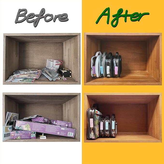 holay 4 Packs Large PVC Toy Storage Organizer with Zipper, Name Tag & Manual Pocket, Clear Durable Case for Blocks, Clay, Board Games, Travel (Gray, Large)